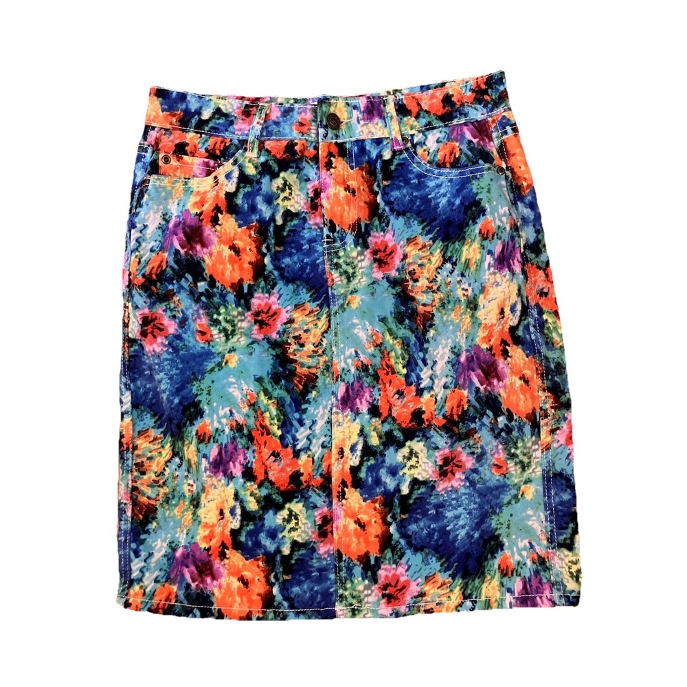 Workshop Andrea Jovine Womens Pencil Skirt‎ 6 Floral Colorful Pop Art Stretch